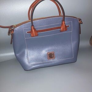 Elegant Blue and Brown Handbag